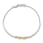 14k Two-tone Polished Complete 1/5 carat Diamond Circles Half-Bangle 7 inch Bracelet with 0.5 inch Extender - Image 2
