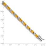 14k White Gold Complete Oval Citrine and Diamond 7 inch Bracelet - Image 4