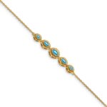 14k Complete 5-Stone Bezel-set Marquise Swiss Blue Topaz and Chain 7 inch Bracelet
