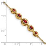14k Complete 5-Stone Bezel-set Marquise Garnet and Chain 7 inch Bracelet - Image 4