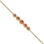 14k Complete 5-Stone Bezel-set Marquise Ruby and Chain 7 inch Bracelet