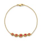 14k Complete 5-Stone Bezel-set Marquise Ruby and Chain 7 inch Bracelet - Image 2