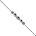 14k White Gold Complete 5-Stone Bezel-set Marquise Sapphire and Chain 7 inch Bracelet