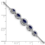 14k White Gold Complete 5-Stone Bezel-set Marquise Sapphire and Chain 7 inch Bracelet - Image 5