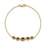 14k Complete 5-Stone Bezel-set Marquise Sapphire and Chain 7 inch Bracelet - Image 2