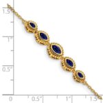 14k Complete 5-Stone Bezel-set Marquise Sapphire and Chain 7 inch Bracelet - Image 5