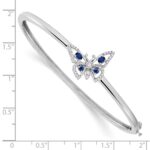 14k White Gold Complete Sapphire and 1/6 carat Diamond Butterfly Hinged Bangle Bracelet - Image 3
