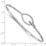 14k White Gold Polished Complete 7/8 carat Diamond Oval Buckle Clasp Hinged Bangle Bracelet - Image 3