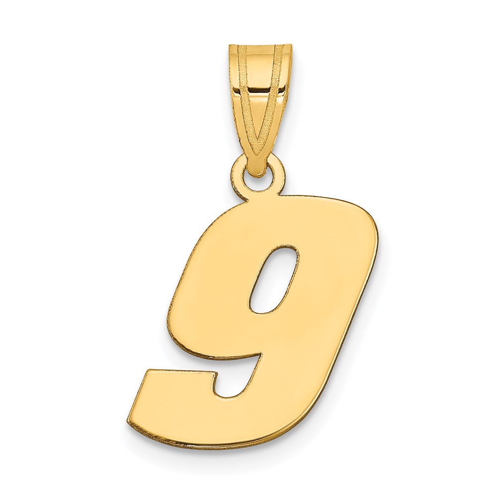 BN09.jpg 14k Polished Block Number 9 Pendant - Image 1