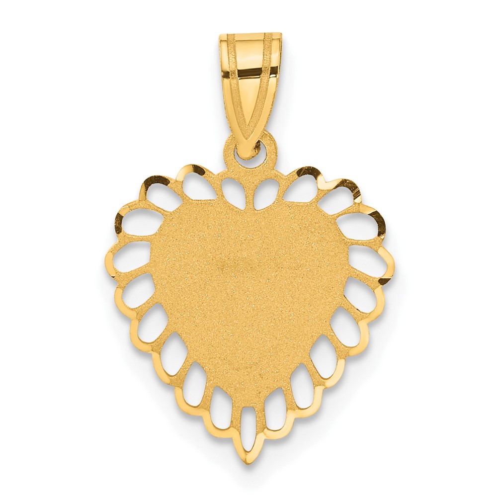 C1010.jpg 14K Polished and Satin Scalloped Border Engravable Heart Pendant - Image 1