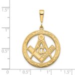 14k Polished and Textured Large Masonic Symbol Pendant - Image 4