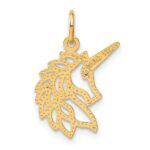 14k Diamond-cut Unicorn Head Pendant - Image 3