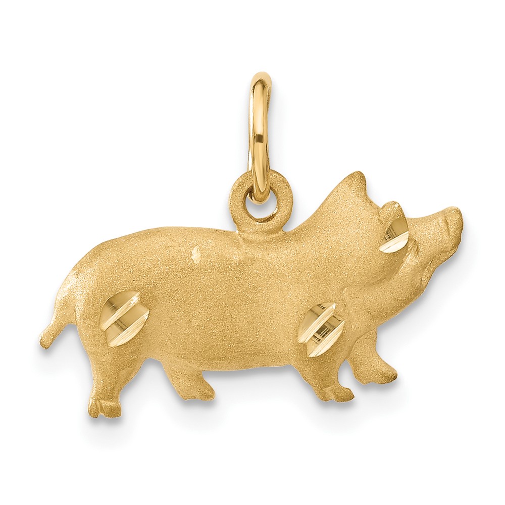 C1160.jpg 14k Satin Diamond-cut Pig Charm - Image 1