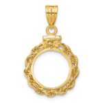 Wideband Distinguished Coin Jewelry 14k Polished Rope 13.0mm x 1.1mm Screw Top Coin Bezel Pendant - Image 3