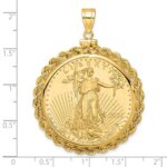 Wideband Distinguished Coin Jewelry 14k Polished Rope Mounted 1oz American Eagle Screw Top Coin Bezel Pendant - Image 2