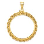 Wideband Distinguished Coin Jewelry 14k Polished Rope 34.2mm x 2.85mm Screw Top Coin Bezel Pendant