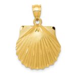14k Diamond-cut Seashell Pendant