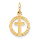 14K Eternal Life Cross in Circle Charm - Image 3