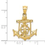 14k Satin Diamond-cut Mariners Crucifix Pendant - Image 3