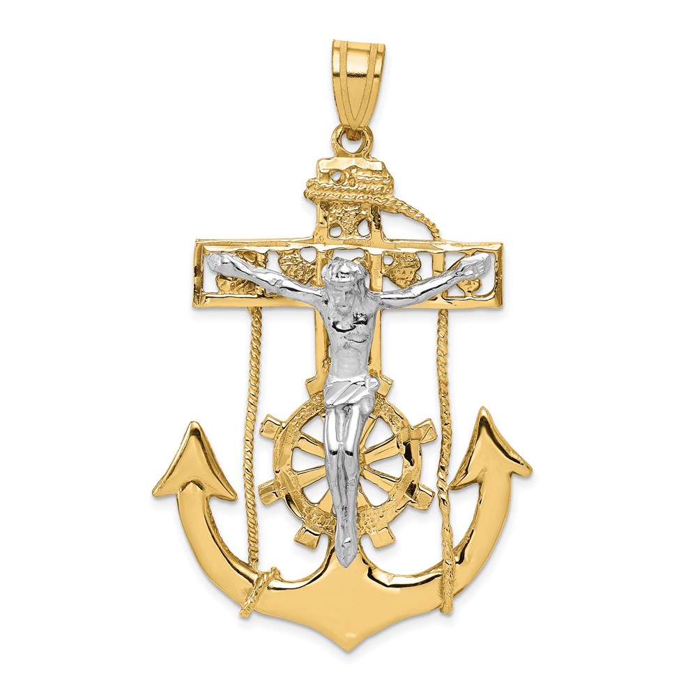 C1419.jpg 14k Two-tone Large Mariners Crucifix Pendant - Image 1