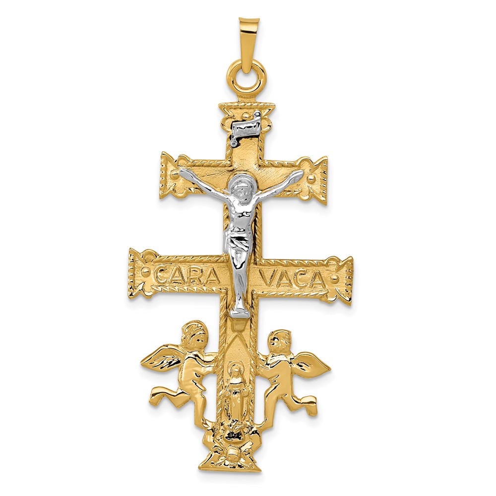 C1427.jpg 14k Two-tone Cara Vaca Crucifix Pendant - Image 1