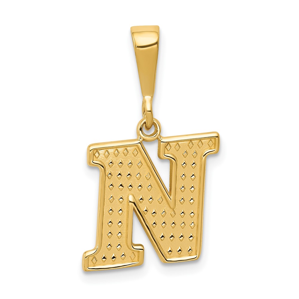 C1449-N.jpg 14k Textured Initial N Charm - Image 1