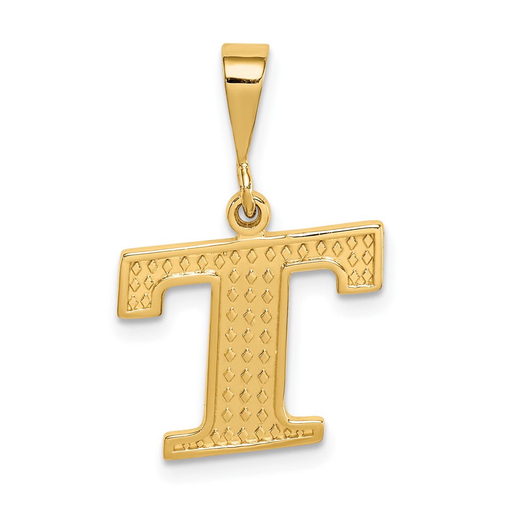 C1449-T.jpg 14k Textured Initial T Charm - Image 1