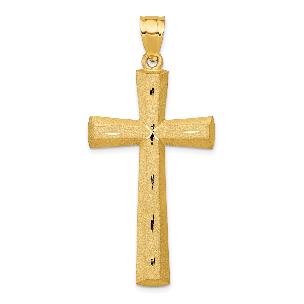 C173.jpg 14K Satin and Diamond -Cut Cross Pendant - Image 1