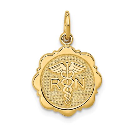 14k RN Registered Nurse Textured Back Disc Charm