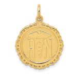 14k RN Registered Nurse Textured Back Disc Charm
