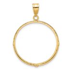 Wideband Distinguished Coin Jewelry 14k Polished and Diamond-cut 27.0mm Prong Coin Bezel Pendant - Image 3