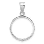 Wideband Distinguished Coin Jewelry 14k White Gold Polished and Diamond-cut 16.5mm Prong Coin Bezel Pendant - Image 3