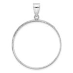 Wideband Distinguished Coin Jewelry 14k White Gold Polished and Diamond-cut 32.7mm Prong Coin Bezel Pendant