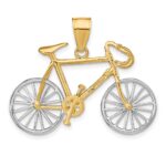 14k Large Two-tone 3-D Bicycle with Moveable Wheels Pendant - Image 3