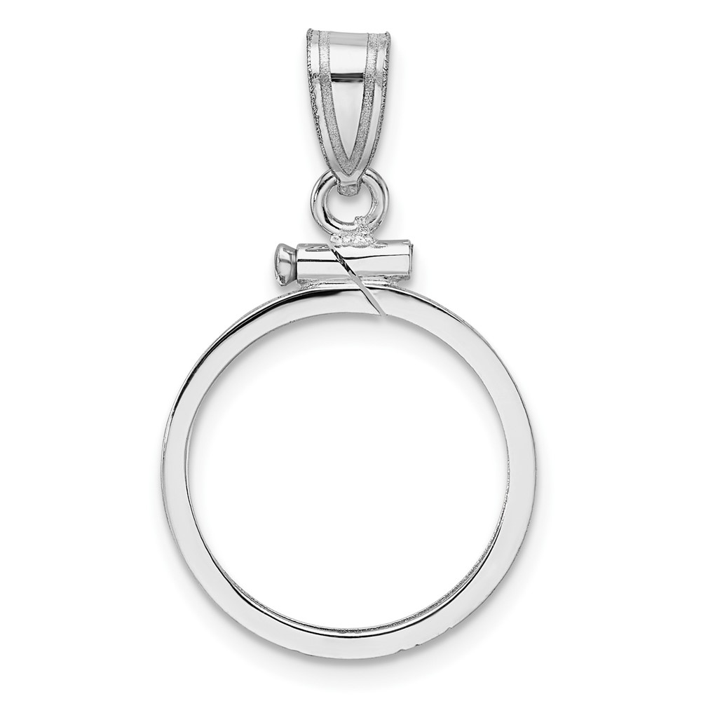 C1885W_16.5.jpg Wideband Distinguished Coin Jewelry 14k White Gold Polished 16.5mm x 1.35mm Screw Top Coin Bezel Pendant - Image 1