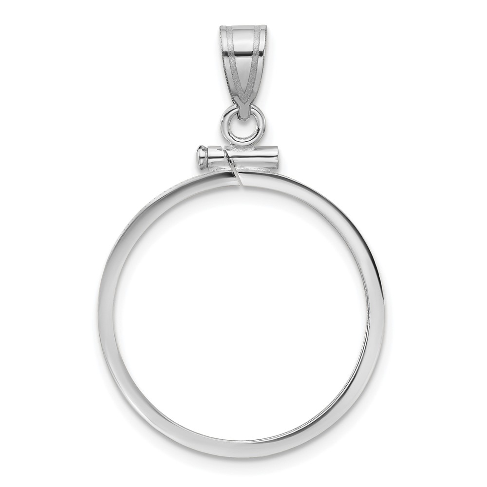 C1885W_22.0.jpg Wideband Distinguished Coin Jewelry 14k White Gold Polished 22.0mm x 1.9mm Screw Top Coin Bezel Pendant - Image 1