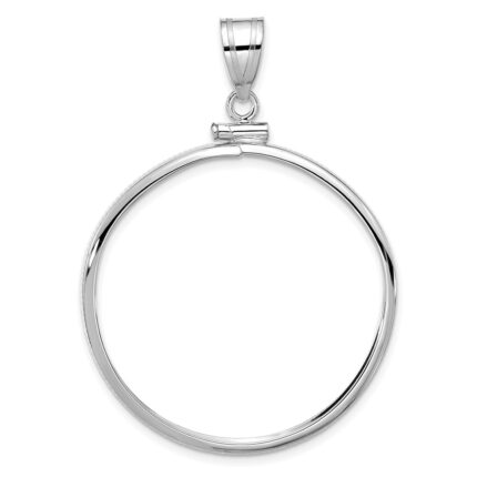Wideband Distinguished Coin Jewelry 14k White Gold Polished 32.7mm x 3.00mm Screw Top Coin Bezel Pendant