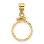 Wideband Distinguished Coin Jewelry 14k Polished 13.0mm x 1.1mm Screw Top Coin Bezel Pendant