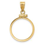 Wideband Distinguished Coin Jewelry 14k Polished 18.0mm x 1.35mm Screw Top Coin Bezel Pendant - Image 3