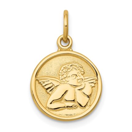 14k Polished Angel Round Charm