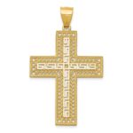 14k Greek Key Filigree Cross Pendant