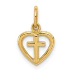 14k Small Cross in Heart Charm