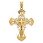 14k Two-tone Large Diamond-cut Crucifix Pendant - Image 4