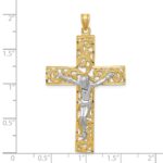 14k Two-tone Diamond-cut Filigree Crucifix Pendant - Image 3