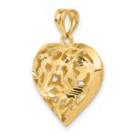 14k Polished Diamond-cut Fancy 3-D Heart Charm - Image 5