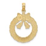 14k Satin/Polished Christmas Wreath Charm - Image 4