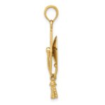 14k Solid Polished 3-D Graduation Cap with Moveable Tassel Pendant - Image 2