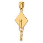 14k Solid Polished 3-D Graduation Cap with Moveable Tassel Pendant - Image 4