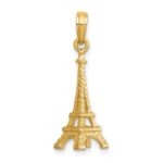 14k Solid Polished 3-D Eiffel Tower Charm - Image 3
