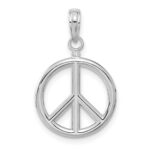 14k White Gold 3-D Polished Peace Sign Charm - Image 3